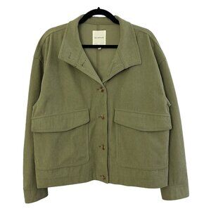 Avec Les Filles Large Green Cropped Boxy Corduroy Jacket Shacket NEW